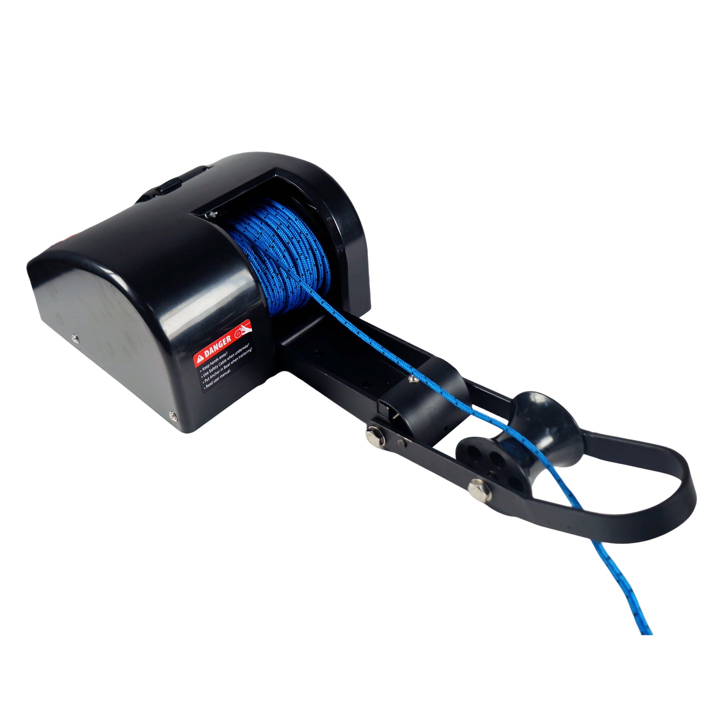 35 lbs Electric Anchor Winch 12V Marine Boat Windlass Kit - Heavy Duty Saltwater Towing Winches with Remote Control & 100ft Pre-Wound Rope - Complete Set for Speedboat, Fishing & Pontoon Boats (Black) image 1