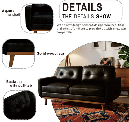 65-inch Modern Minimalist Two-Seater Sofa, featuring breathable Foil fabric and solid wood legs image 5