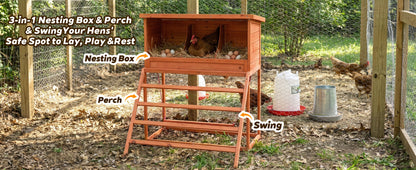 3-in-1 Nesting Boxes for Chickens with Perch and Swing- Wooden Chicken Nesting Box for Poultry 3 Compartments Laying Eggs Nest Box for Chickens, Hens, Ducks image 7