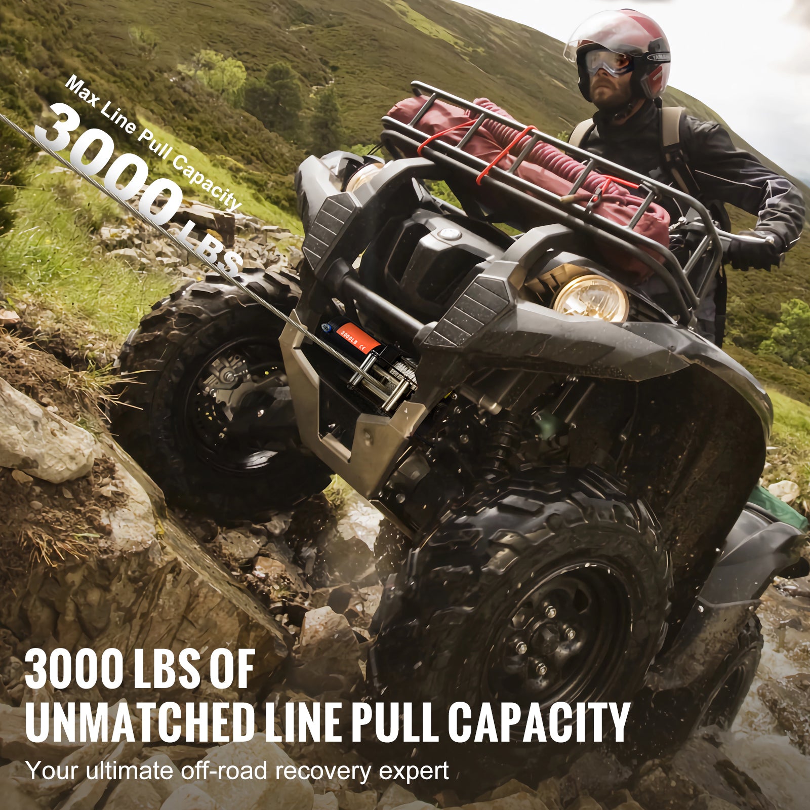 Electric Winch ATV UTV 3000 lb Steel Cable IP55 Waterproof Wired Control image 6