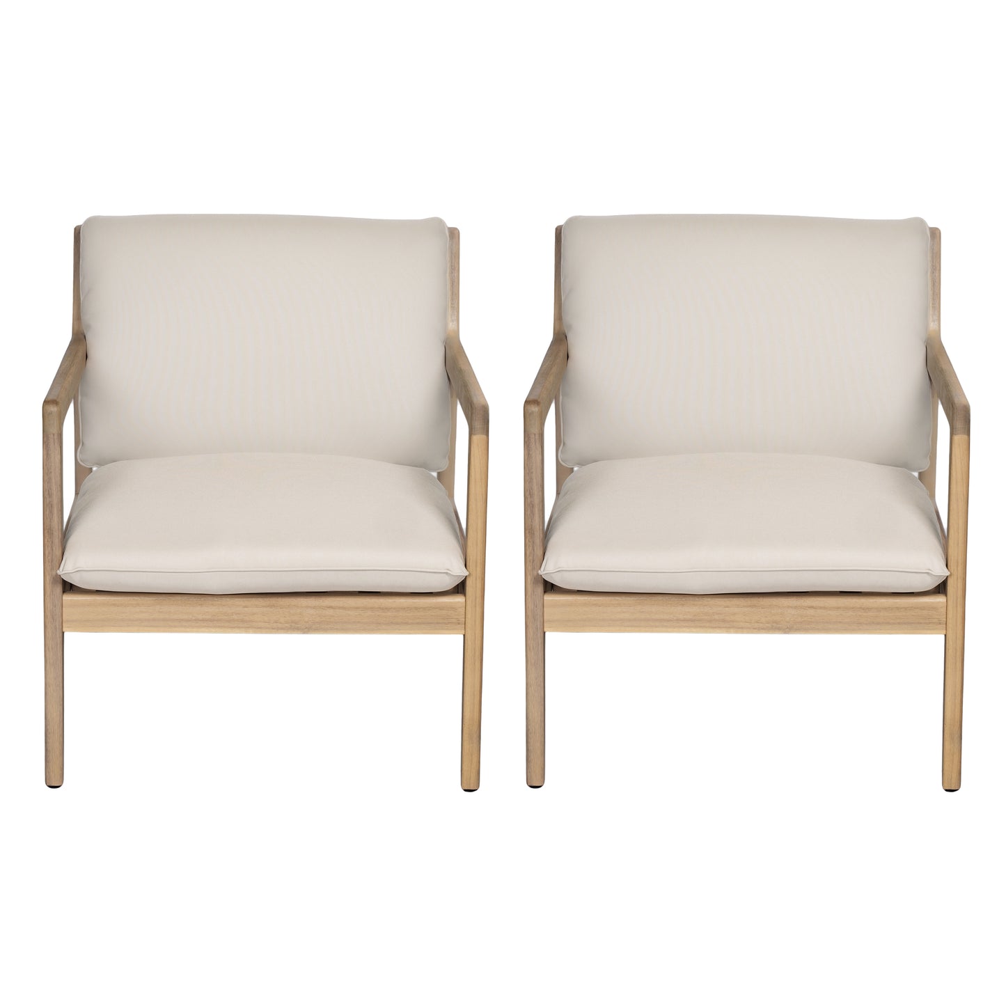 Outdoor Acacia Wood Armchair, Set of 2, Patio Club Chair with Cushions, Light Teak image 3