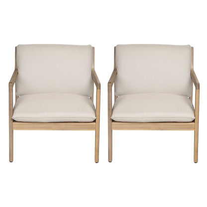 Outdoor Acacia Wood Armchair, Set of 2, Patio Club Chair with Cushions, Light Teak image 3