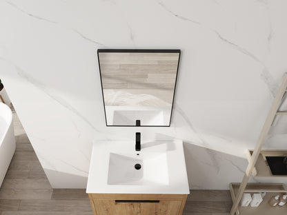 20'' Black Aluminum Frame Bathroom Mirror,Rectangular Wall Mounted Mirror image 5