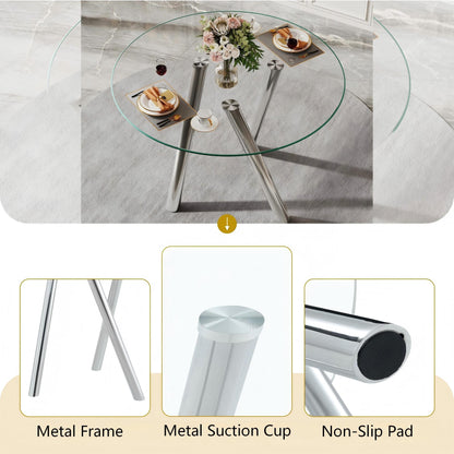 35-Inch Tempered Glass Dining Table with Sturdy Metal Legs image 5