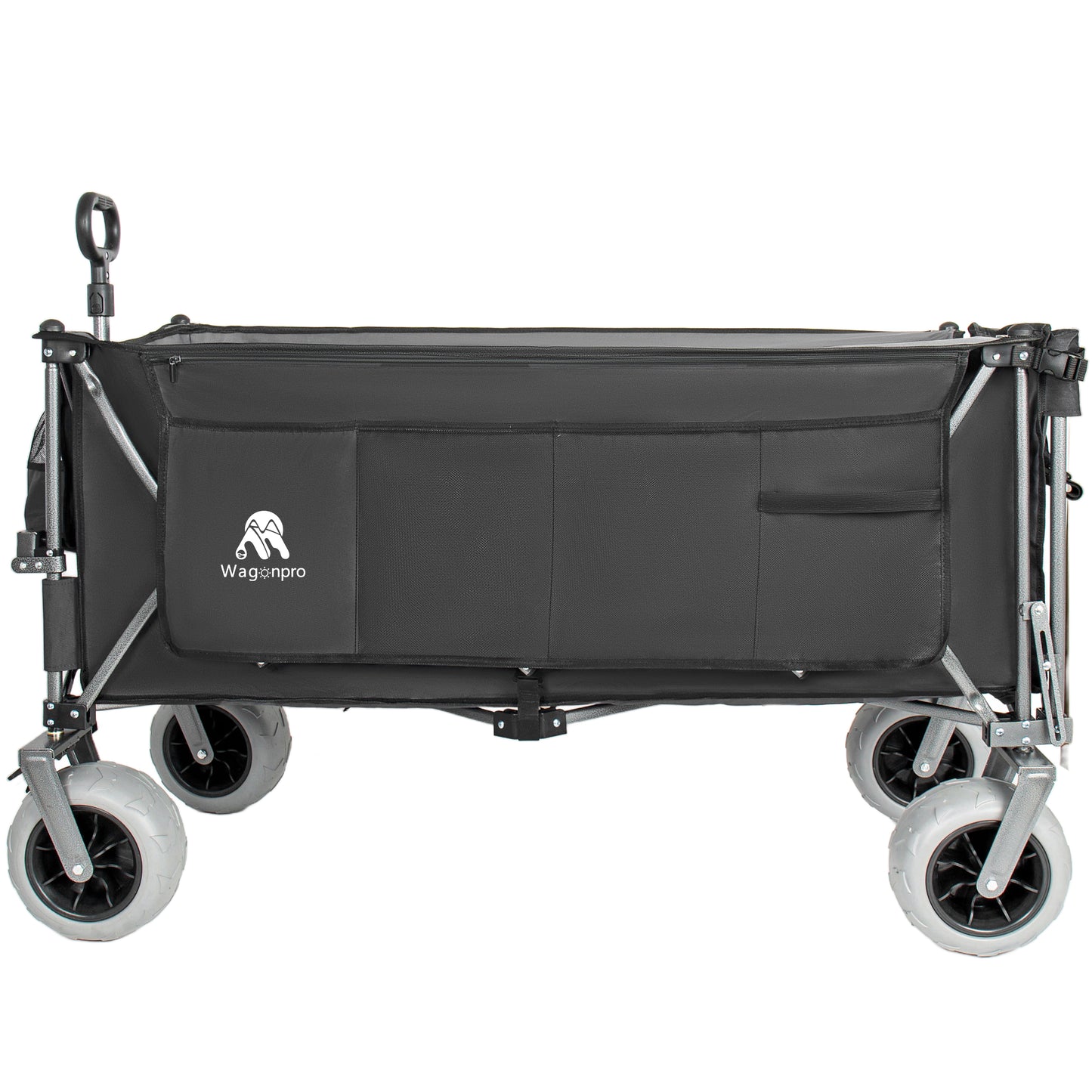 67in Extra long large Heavy Duty Utility Beach Wagons with Opened Tailgate and All-Terrain Wheels, 500lbs Capacity, Patented Ultra-Stable Frame, No Assembly Needed, Black+Gray image 10