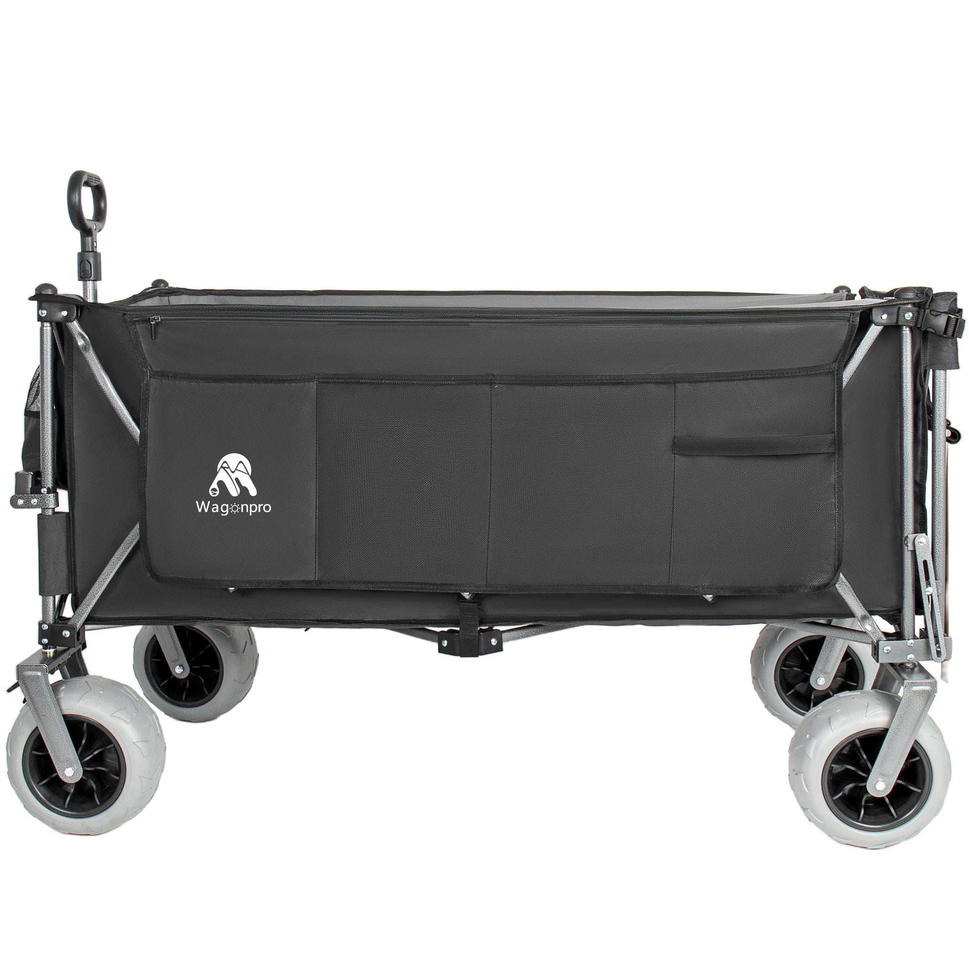 67in Extra long large Heavy Duty Utility Beach Wagons with Opened Tailgate and All-Terrain Wheels, 500lbs Capacity, Patented Ultra-Stable Frame, No Assembly Needed, Black+Gray image 10