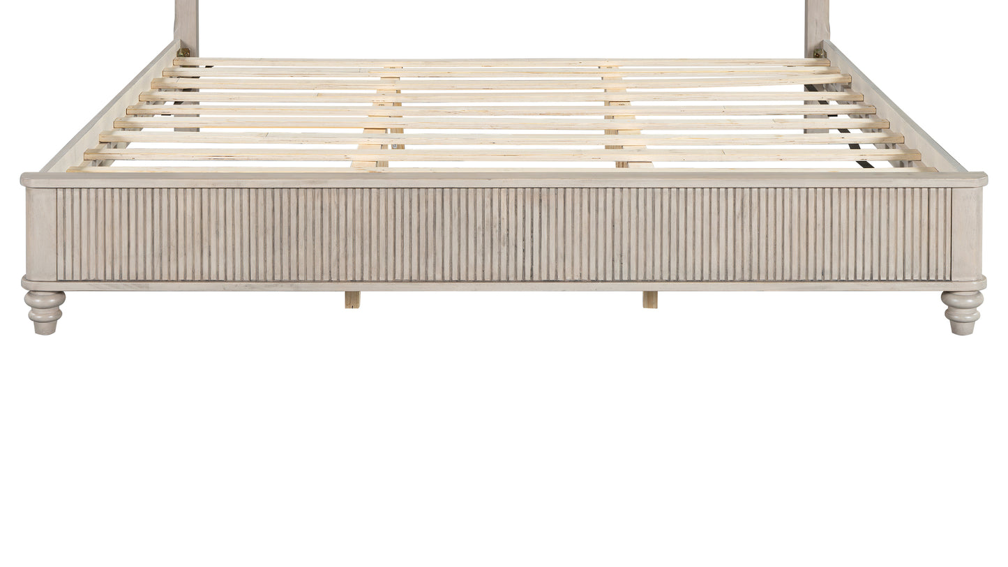 King Size Solid Wood Bed Accessories Package, Including Parts 2, 3, 4, 5, 6, 7, 10, 11, 12, 13, and Hardware, Beige image 2