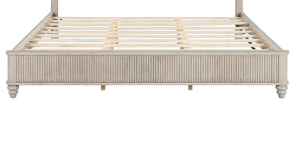 King Size Solid Wood Bed Accessories Package, Including Parts 2, 3, 4, 5, 6, 7, 10, 11, 12, 13, and Hardware, Beige image 2