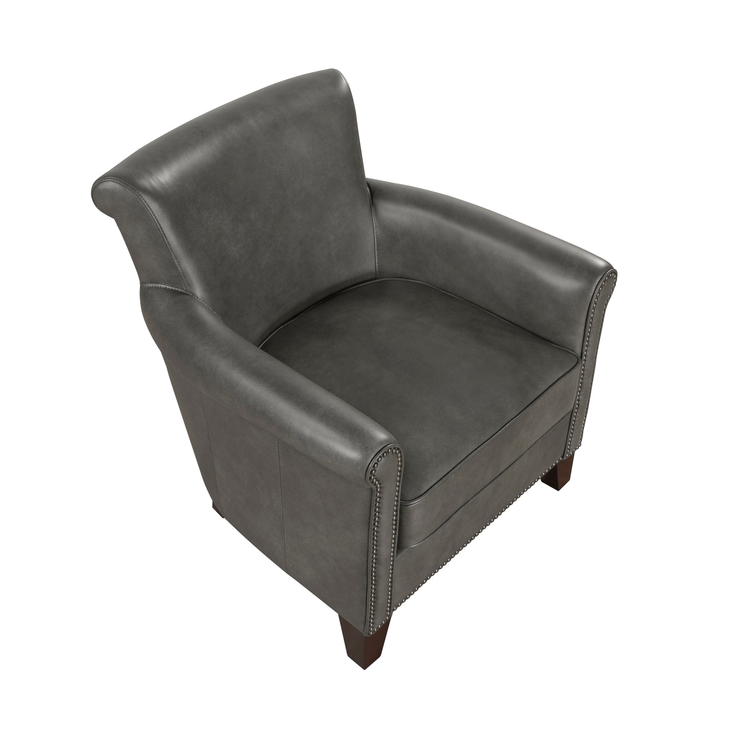Traditional Accent Chair Gray Leather Upholstery Nailhead Trim Solid Wood Luxury Home Office Furniture 1pc image 3