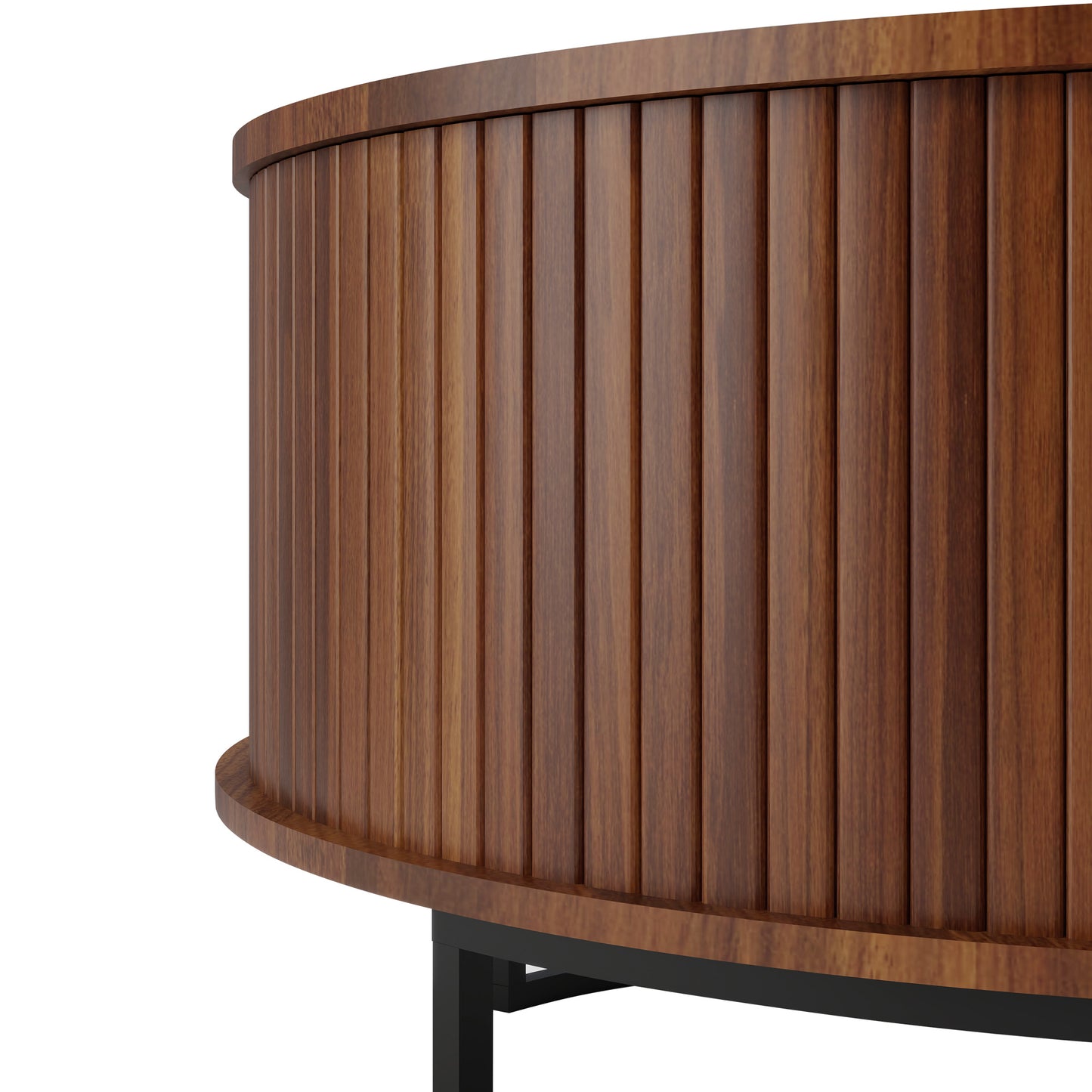 31.5" Round Coffee Table with Storage,Fluted Lift Top Center Table, Midcentury Modern Flip-top Curved Table for Living Room,Walnut image 9