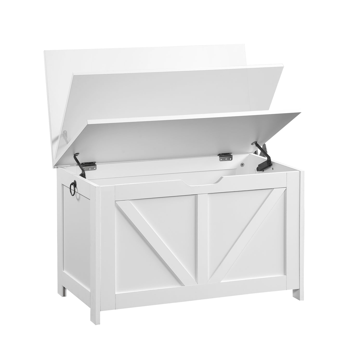 Storage Chest,Storage Bench,Retro Toy Box Organizer,Entryway Storage Bench with 2 Hinges,Easy Assembly,White image 9