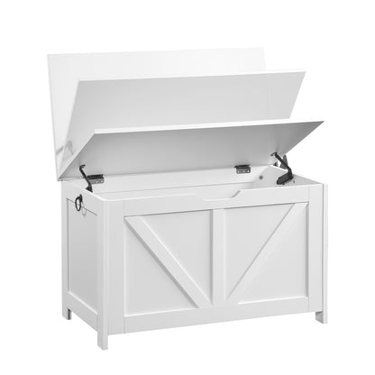 Storage Chest,Storage Bench,Retro Toy Box Organizer,Entryway Storage Bench with 2 Hinges,Easy Assembly,White image 9