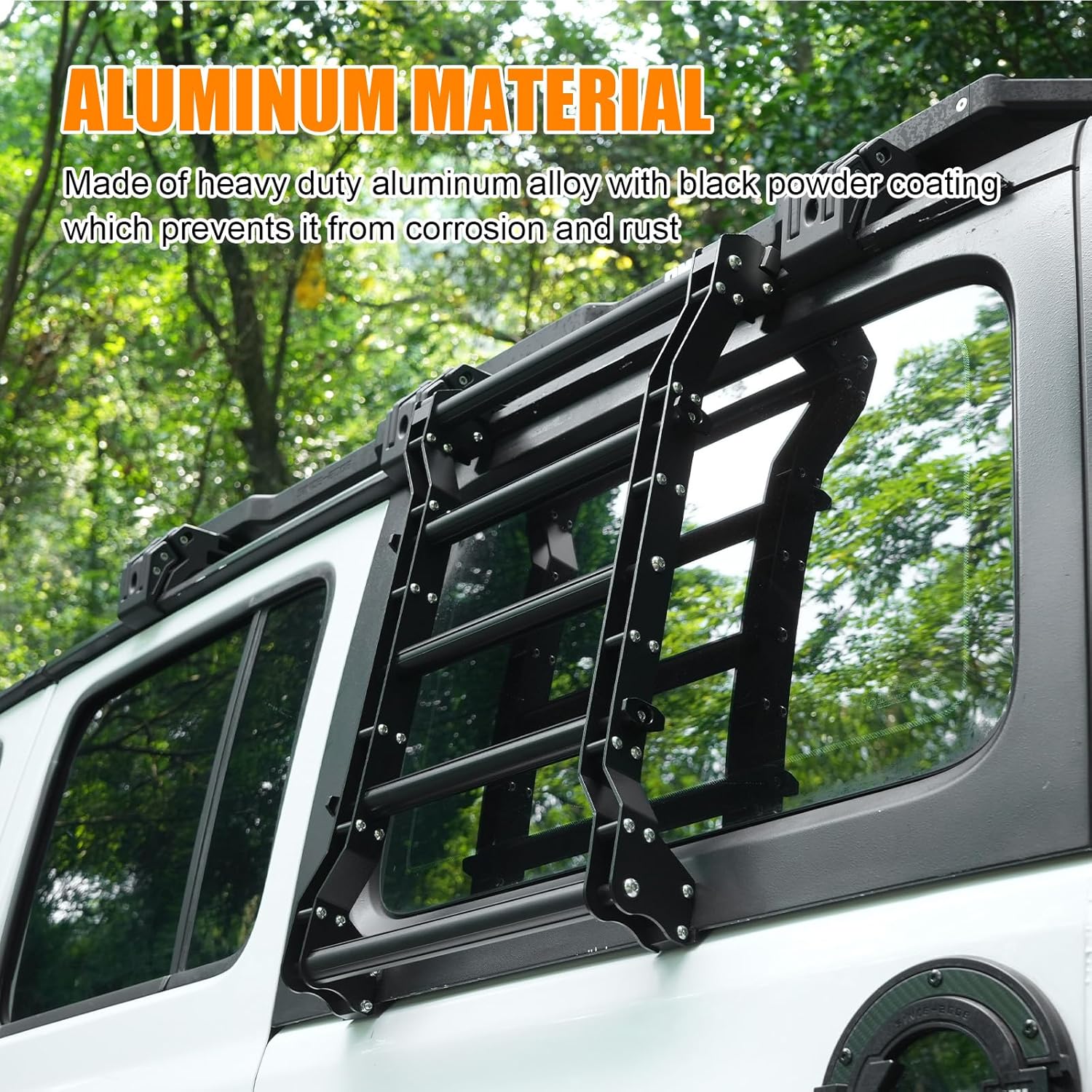 20269 Rear Window Ladder for 2018-2025 Jeep Wrangler JL JLU 2 Door 4 Door Luggage Ladder Rack Multifunctional Flank Kit image 5