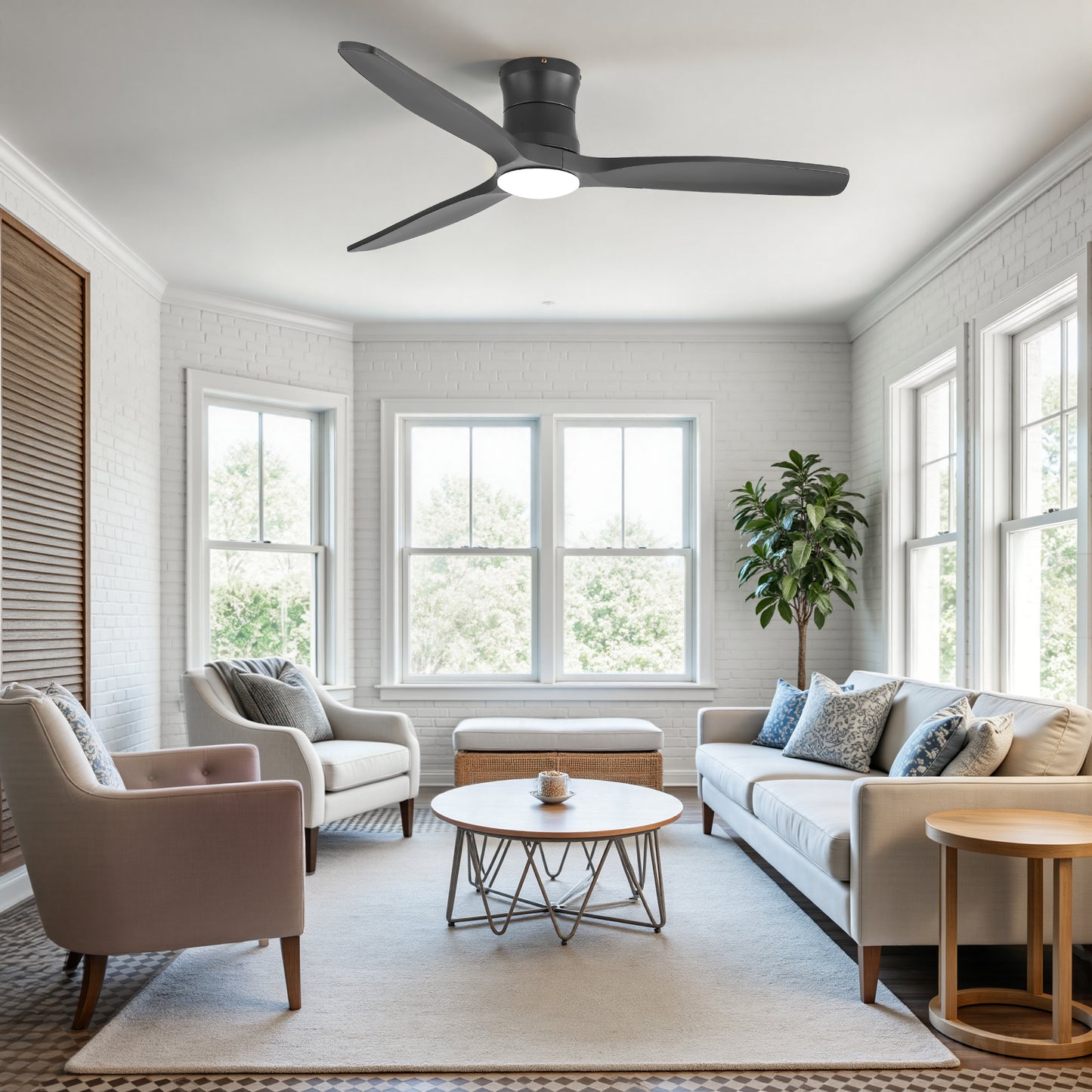 52-Inch Matte Black Ceiling Fan with Light, DC Motor, Silent Operation, for Bedroom & Living Room image 5