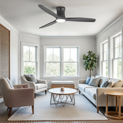 52-Inch Matte Black Ceiling Fan with Light, DC Motor, Silent Operation, for Bedroom & Living Room image 5