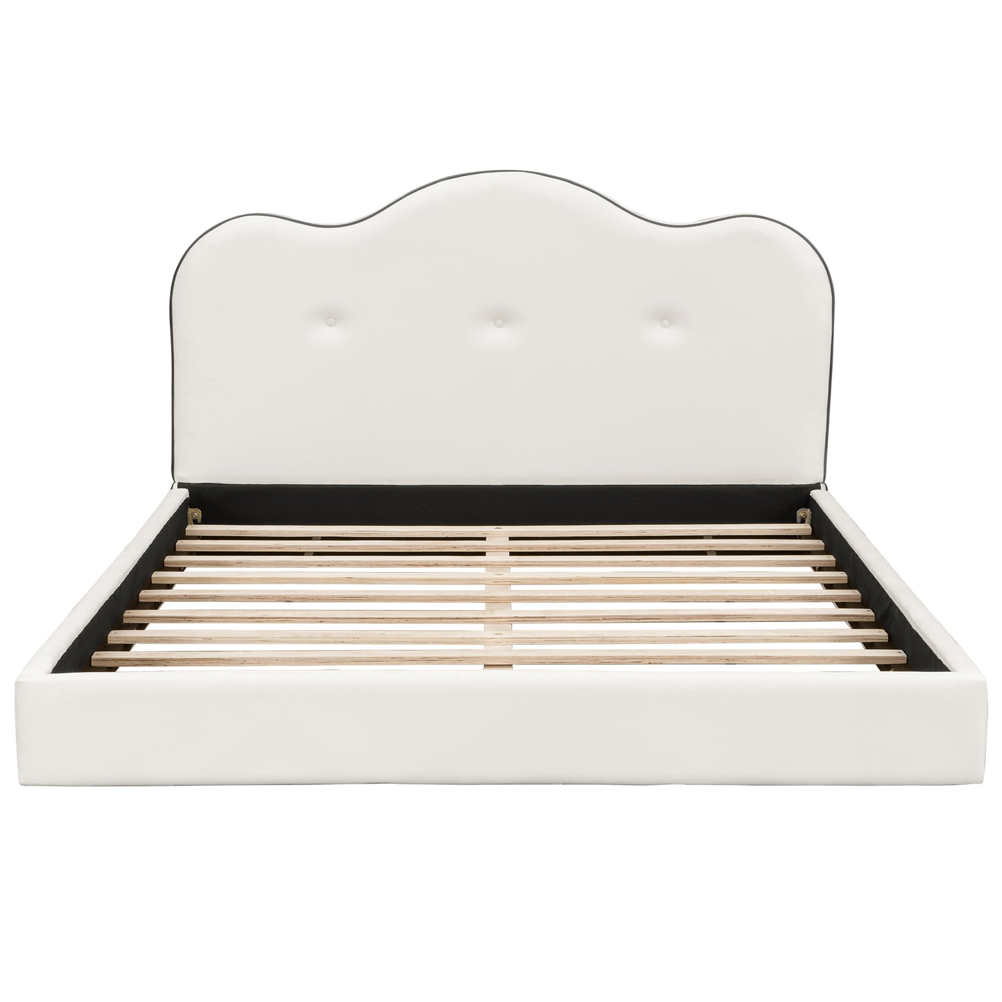 Queen Size Upholstered Platform Bed, Beige image 10