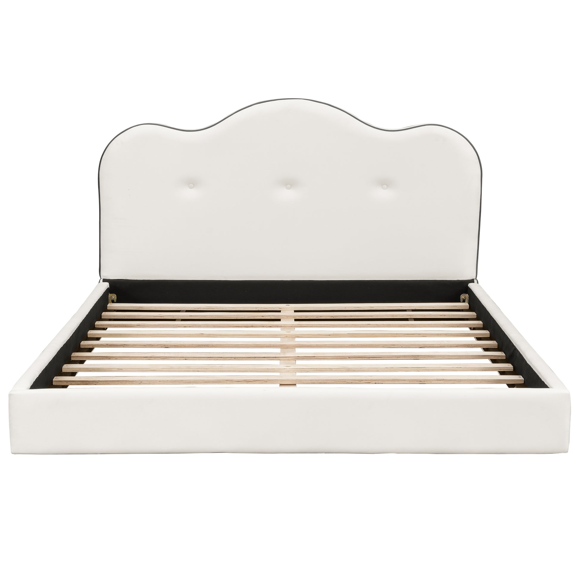 Queen Size Upholstered Platform Bed, Beige image 10