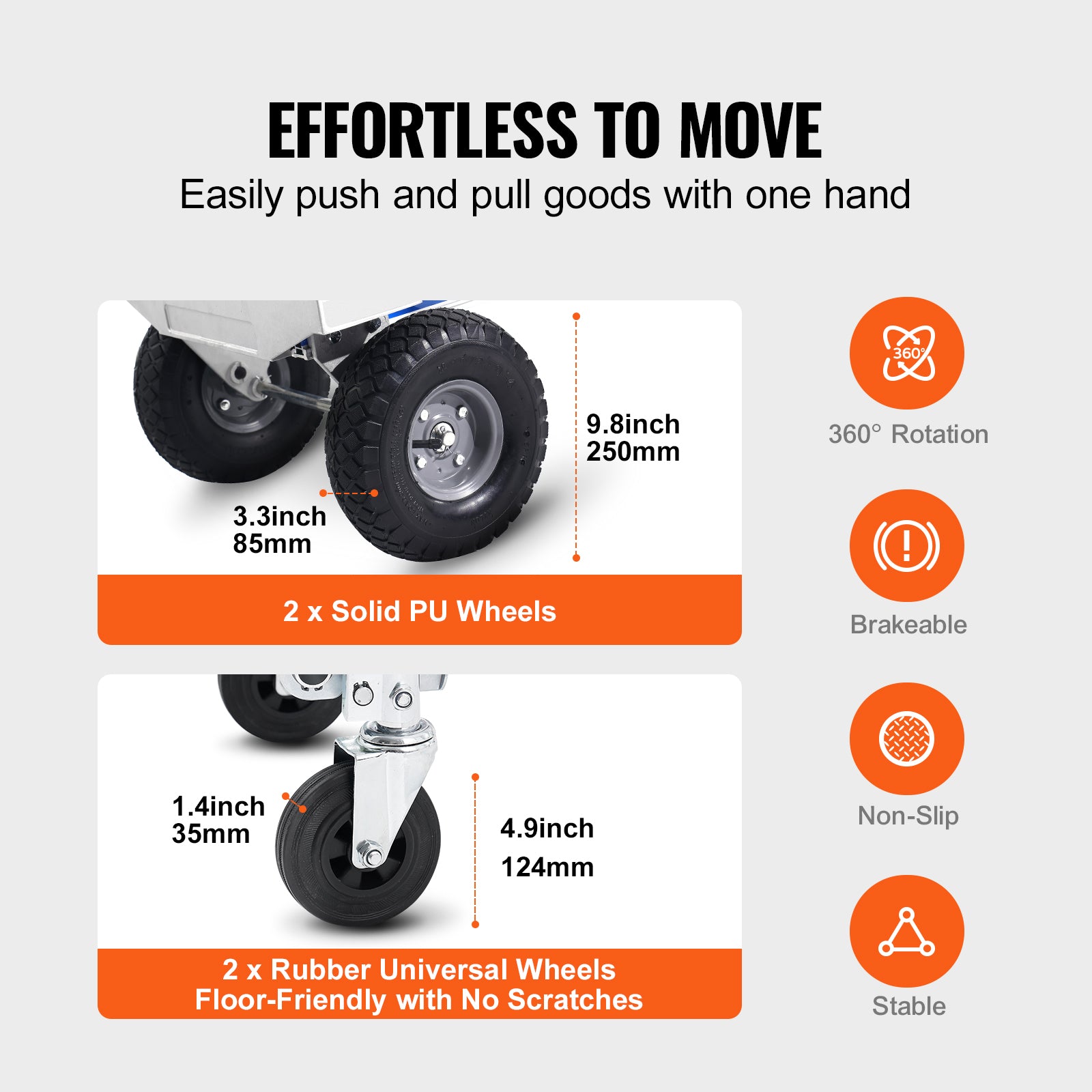 Aluminum Hand Truck, 2 in 1, 800 lbs Load Capacity, Heavy Duty Industrial Convertible Folding Hand Truck and Dolly, Utility Cart Converts from Hand Truck to Platform Cart with Rubber Wheels image 3