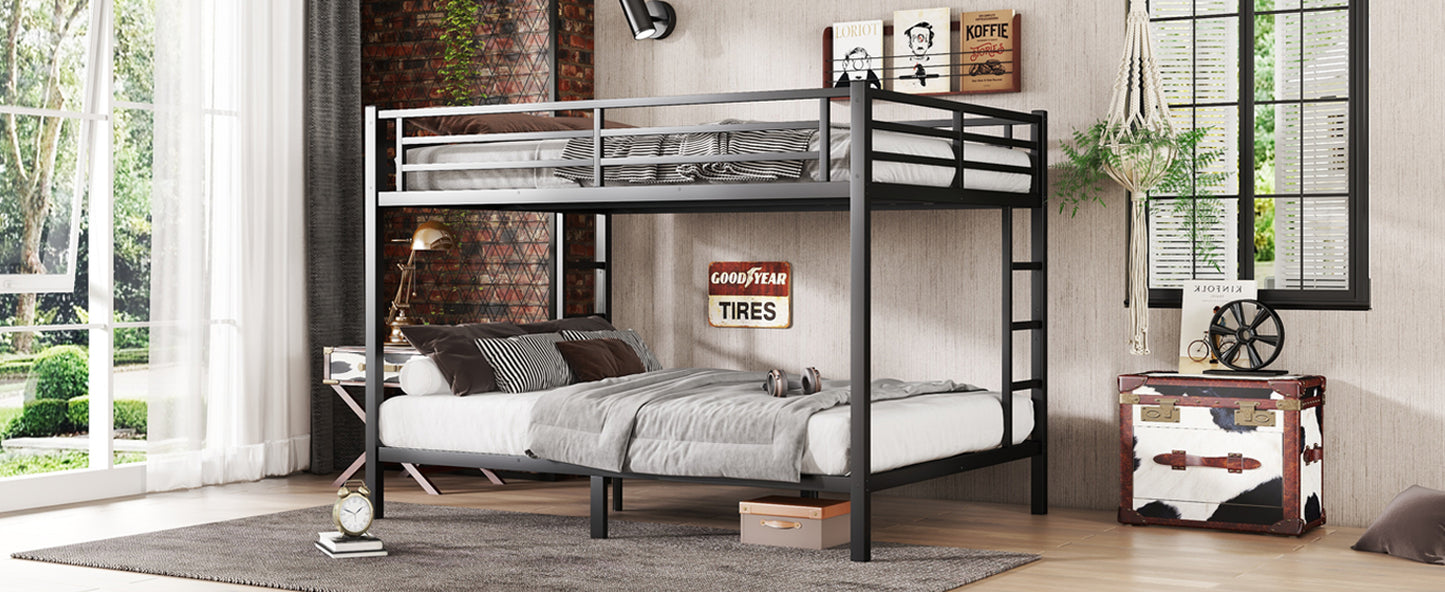 Metal Queen over Queen Bunk Bed for Teens and Adults,Space-Saving/Noise Reduced/No Box Spring Needed, Black image 12