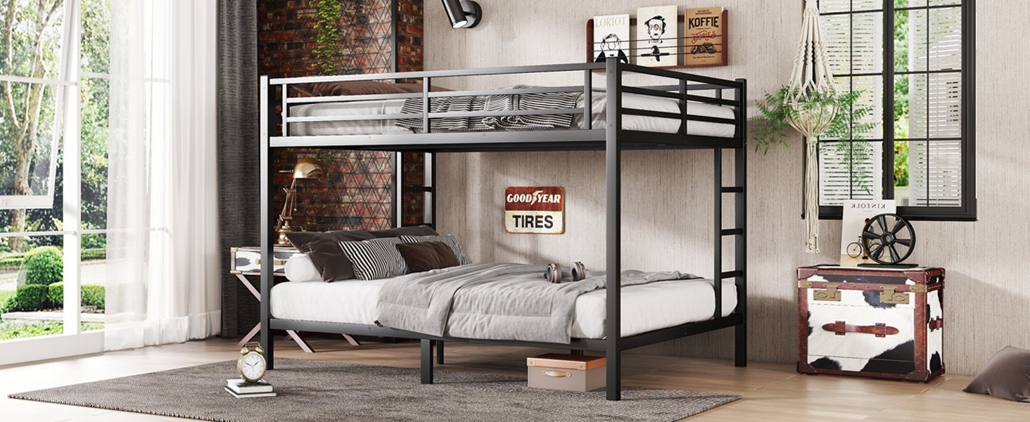 Metal Queen over Queen Bunk Bed for Teens and Adults,Space-Saving/Noise Reduced/No Box Spring Needed, Black image 12