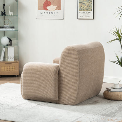 42" Wide Modern Upholstered Chenille Vertical Stripes Accent Chair, Boneless Single Sofa Chair, Armchair Comfy Reading Lounge Chair with Deep Seats for Living Room Bedroom Apartment, Dorms, Taupe image 8