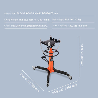 Hydraulic Transmission Jack 1322 lbs 360° Swivel Wheels For Car Lift image 10