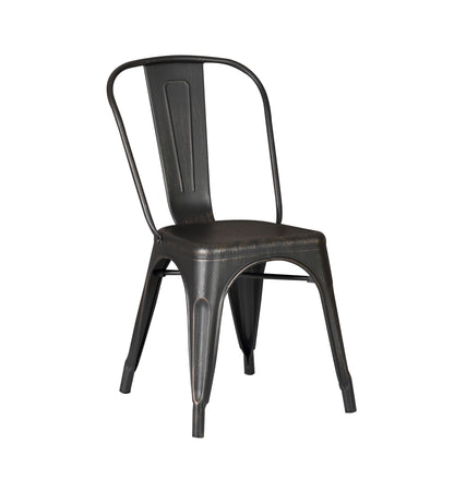 Set of 4 Stackable Metal Dining Chairs, Modern Industrial Slat Back Dining Chairs, Sturdy Cross Brace Support, Lightweight Portable Armless Chair for Kitchen, Dining Room, Bar, Distressed Black image 5