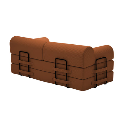 Convertible Sleeper Sofa Bed,Corduroy Folding Mattress Couch with Fixed-Shape Frame, Floor Sofa Lounge Couch for Living Room Bedroom(orange) image 5
