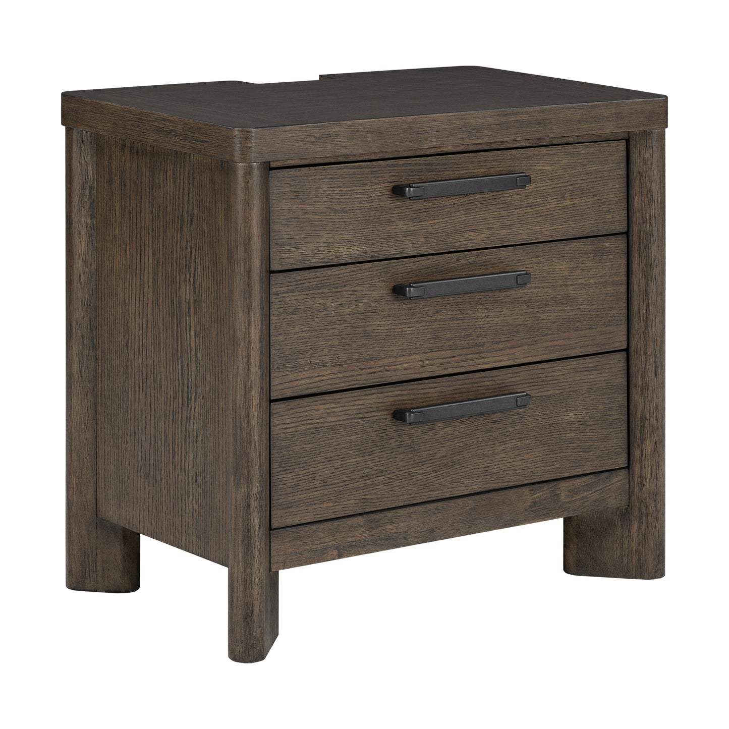 Dark Oak 3-Drawer Nightstand with USB image 1