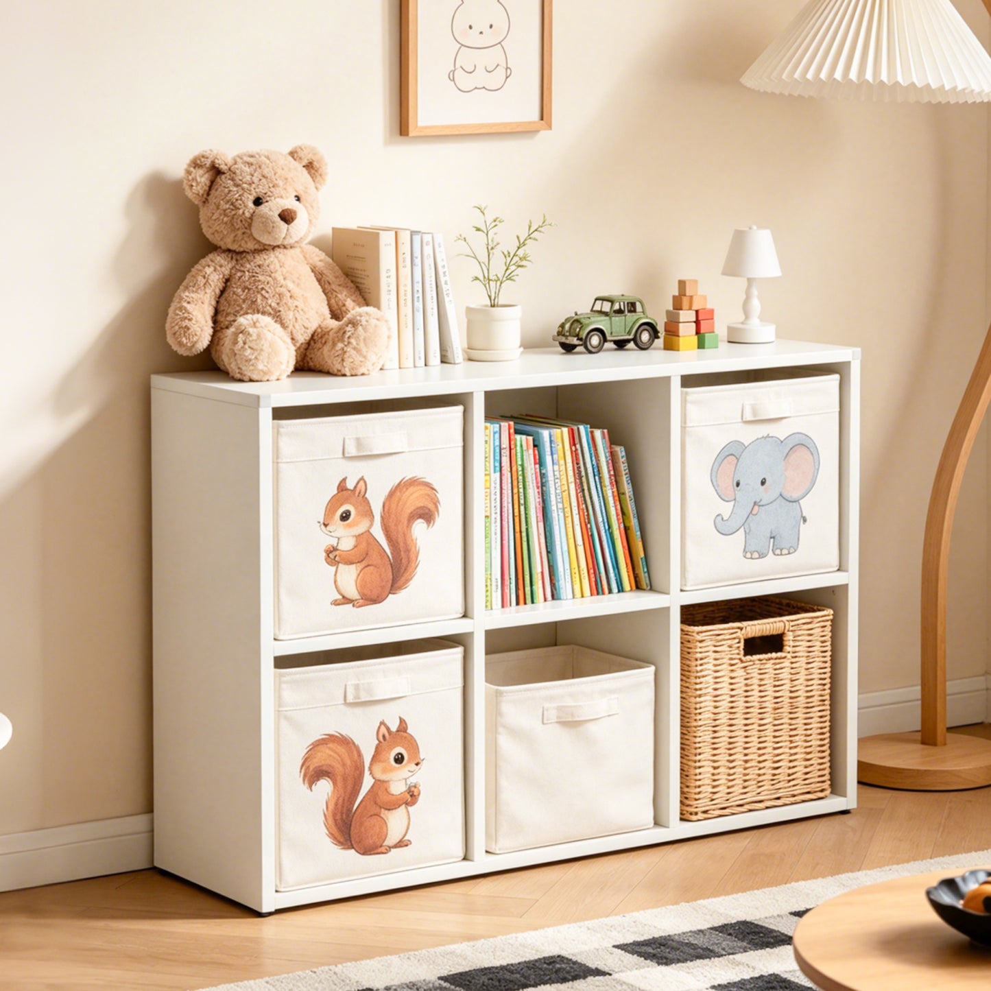 Book Shelf,Metal Bookcase,Display Shelf Storage Organizer,6-Cube Bookshelf,11.8"x 28" x 41",Easy Assembly,for Living Room,Bedroom,Home Office,White image 1