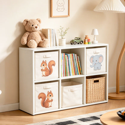 Book Shelf,Metal Bookcase,Display Shelf Storage Organizer,6-Cube Bookshelf,11.8"x 28" x 41",Easy Assembly,for Living Room,Bedroom,Home Office,White image 1