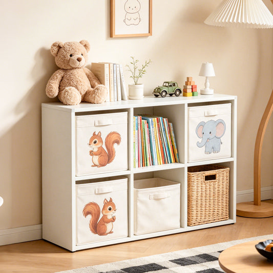 Book Shelf,Metal Bookcase,Display Shelf Storage Organizer,6-Cube Bookshelf,11.8"x 28" x 41",Easy Assembly,for Living Room,Bedroom,Home Office,White image 1