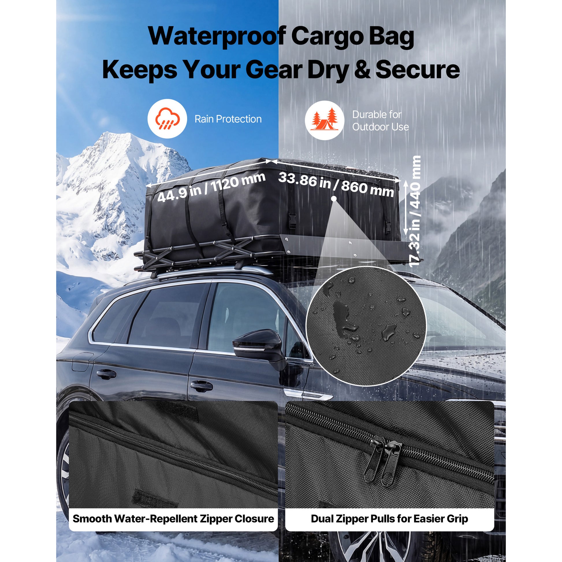 Roof Rack Cargo Basket, 51 x 36 x 4 in, Heavy Duty Roof Top Carrier Basket with Folding Design, 200 lbs Capacity, All-Weather Easy-Install Car Top Luggage Holder, Universal Fit for SUV Truck Car image 8