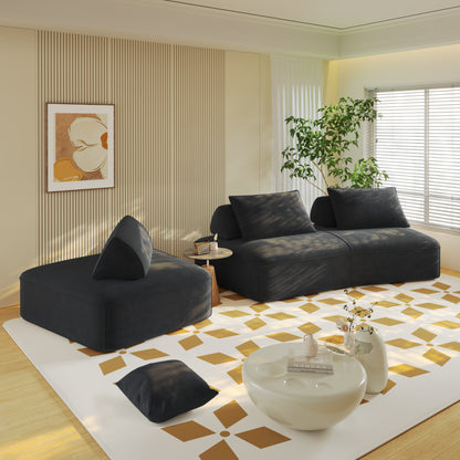 139" Modern Light Luxury Oversized Modular Sectional Sofa Set,DIY Upholstered Fluffy Chenille Sofa with Removable Backrests and Soft Pillows,Deep Seat Couch & Sofa Bed for Living Room,Office,Dark Grey image 9