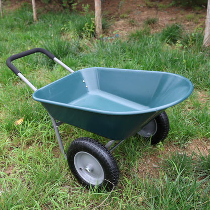 wheel barrow Two wheeled trolley for green garden 15 inch pneumatic wheel WB1001GN image 3