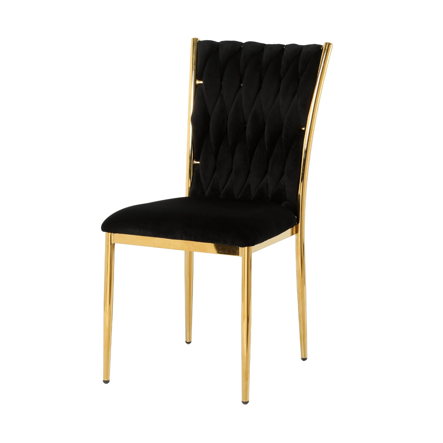 Modern simple black velvet dining chair, family bedroom stool back student table chair, gold-plated metal chair legs, suitable for dining room kitchen bedroom (set of 4) image 12