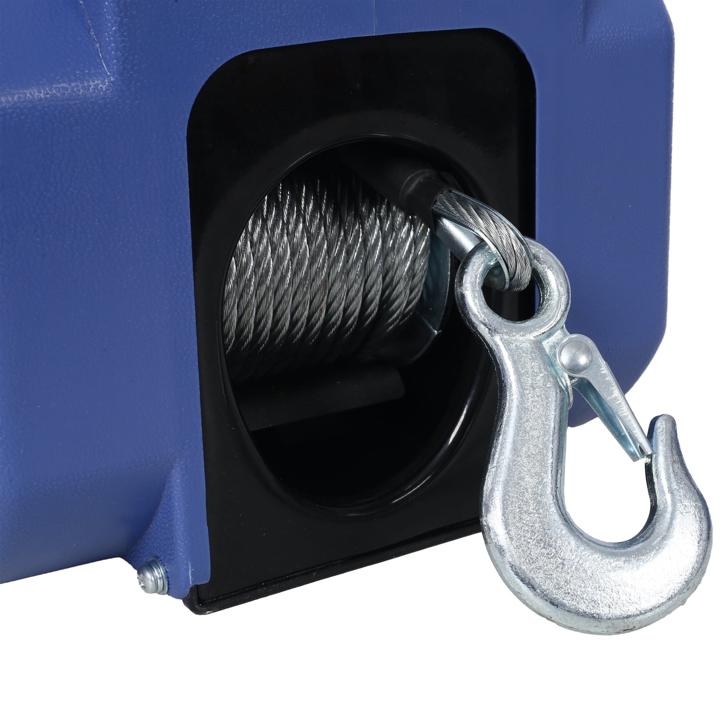 12v 2000lbs Trailer Winch,Reversible Electric Winch,for Boats up to 5000 lbs,Galvanized Wire Rope,with extra pulley hook, Rapid Mount, wirelss remote control,power in and power out.blue plastic casing image 9