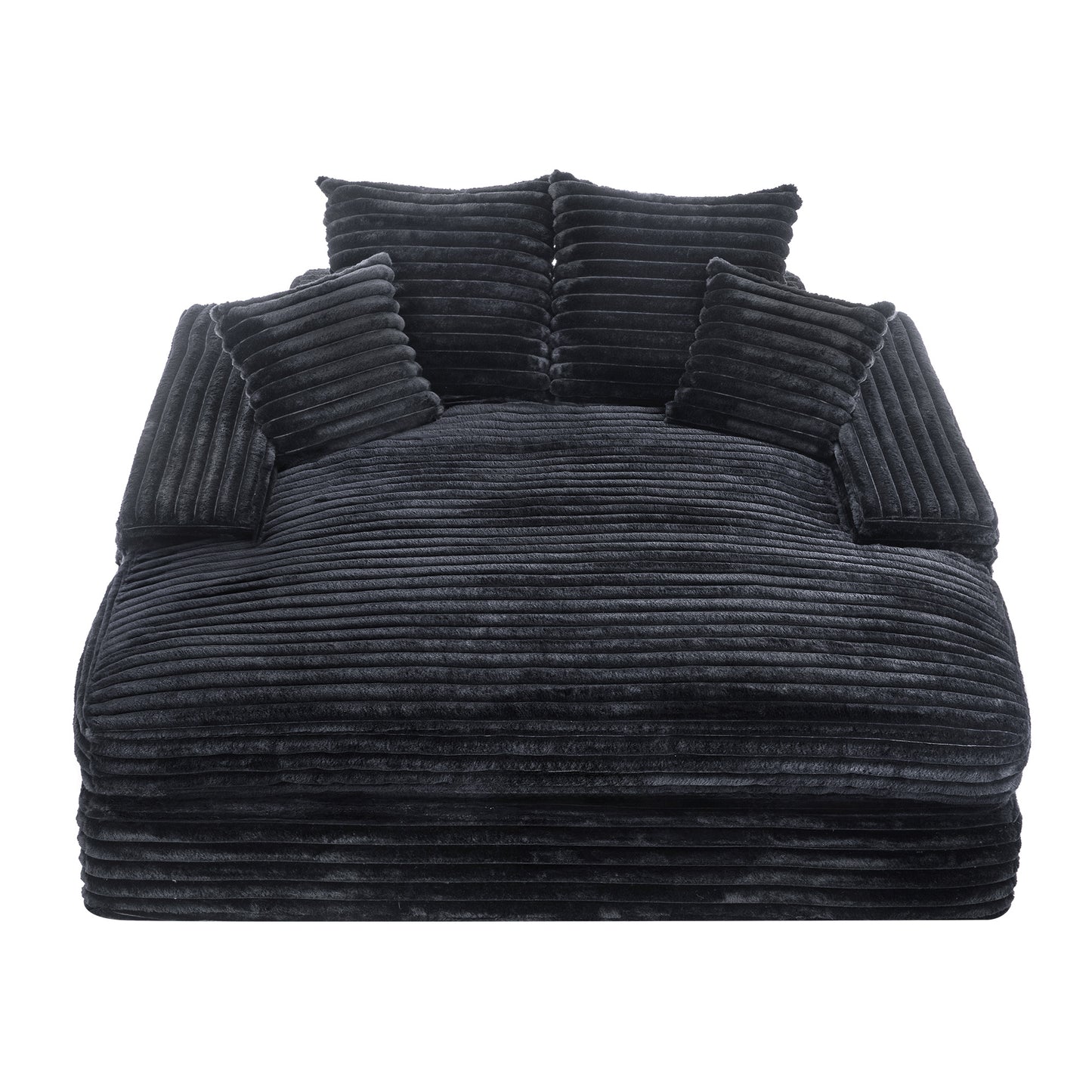 028DR-Oversized chaise Lounge chair, Upholstered Sleeper Sofa Bed with 4 Throw Pillows and Armrests, Corduroy Fabric Plush Lounge Chair Bed for Living Room, Apartment & Small Spaces, Gray image 12