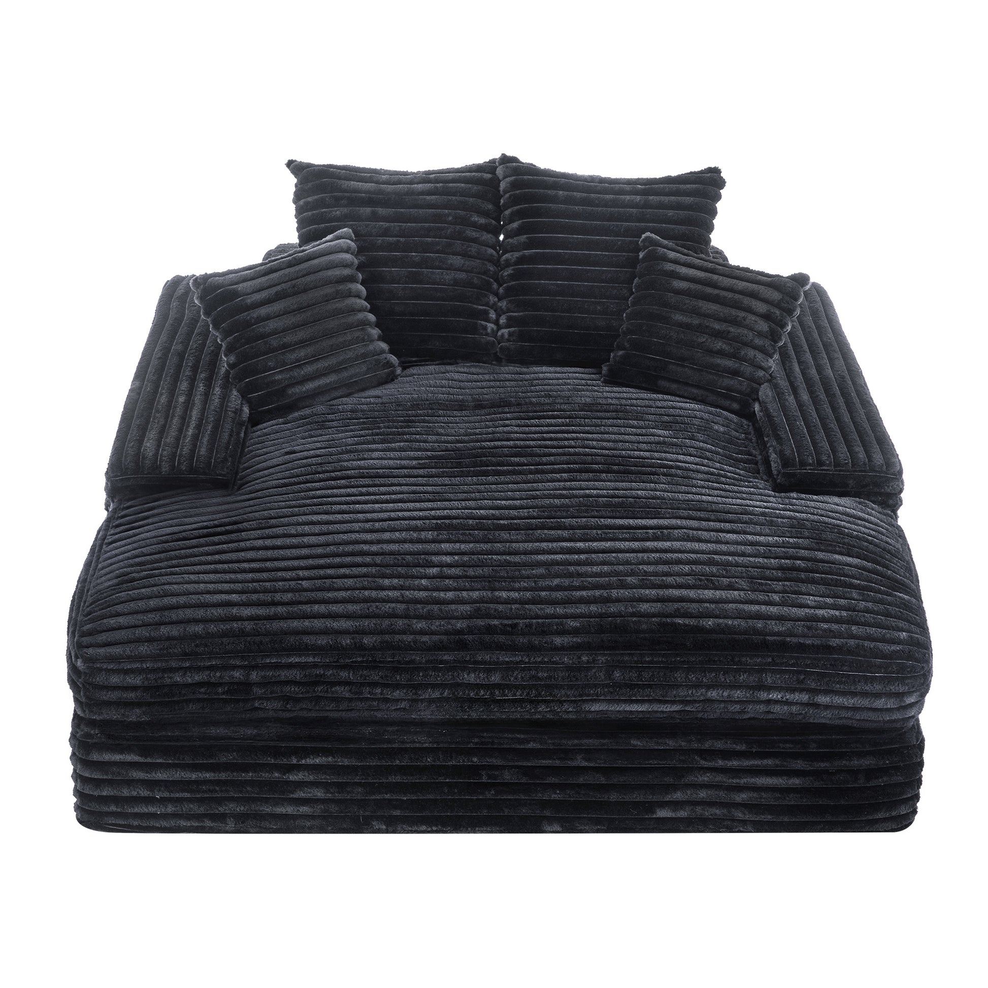 028DR-Oversized chaise Lounge chair, Upholstered Sleeper Sofa Bed with 4 Throw Pillows and Armrests, Corduroy Fabric Plush Lounge Chair Bed for Living Room, Apartment & Small Spaces, Gray image 12