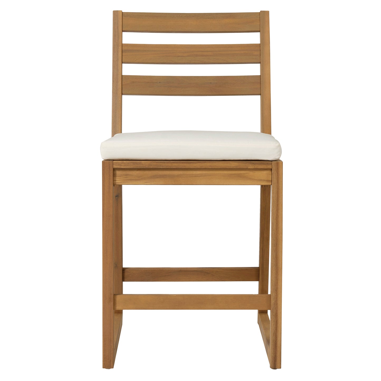 TREXM 5-Piece Rustic Patio Bar Set, Patio Table and Chairs Set with Ergonomic Chairs, Solid Wood Slatted Tabletop for Poolside, Balcony, Backyard, Porch (Light Teak+Beige Cushion) image 9