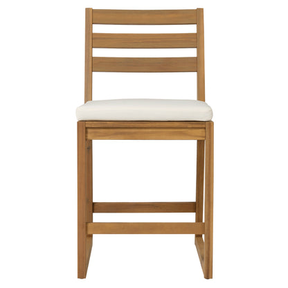 TREXM 5-Piece Rustic Patio Bar Set, Patio Table and Chairs Set with Ergonomic Chairs, Solid Wood Slatted Tabletop for Poolside, Balcony, Backyard, Porch (Light Teak+Beige Cushion) image 9