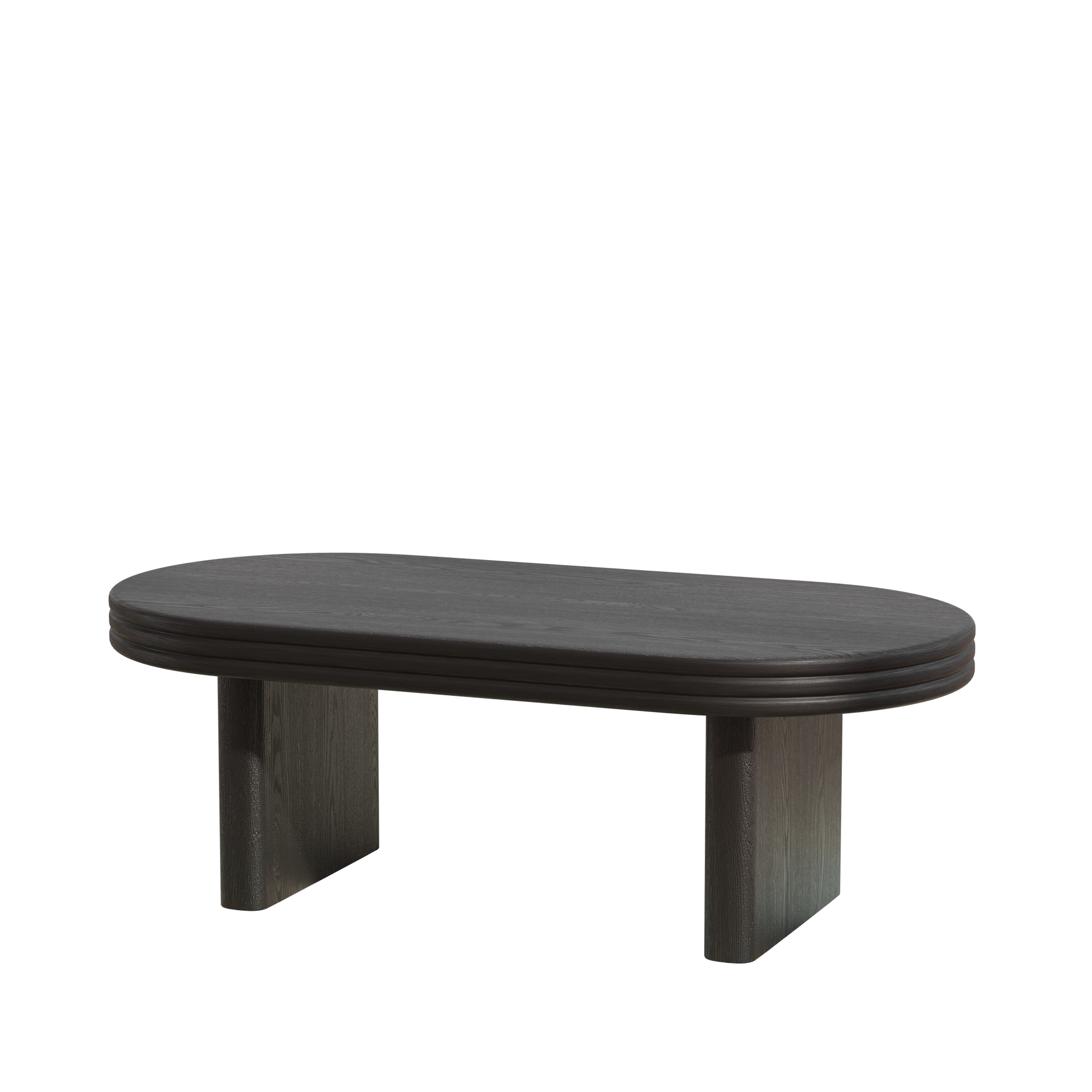 Mid Century Modern Oval Fluted Coffee Table, Farmhouse Wood Coffee Table, Cocktail Table, Center Table for Living Room, Office, Home Decor(Black, 23.62" D x 47.24" W x 16.34" H) image 7