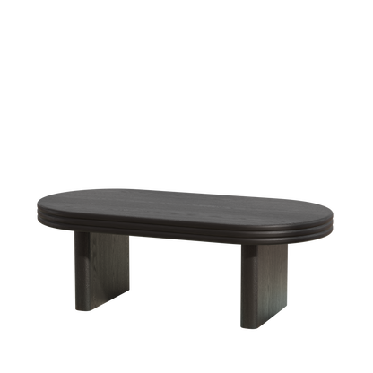 Mid Century Modern Oval Fluted Coffee Table, Farmhouse Wood Coffee Table, Cocktail Table, Center Table for Living Room, Office, Home Decor(Black, 23.62" D x 47.24" W x 16.34" H) image 7