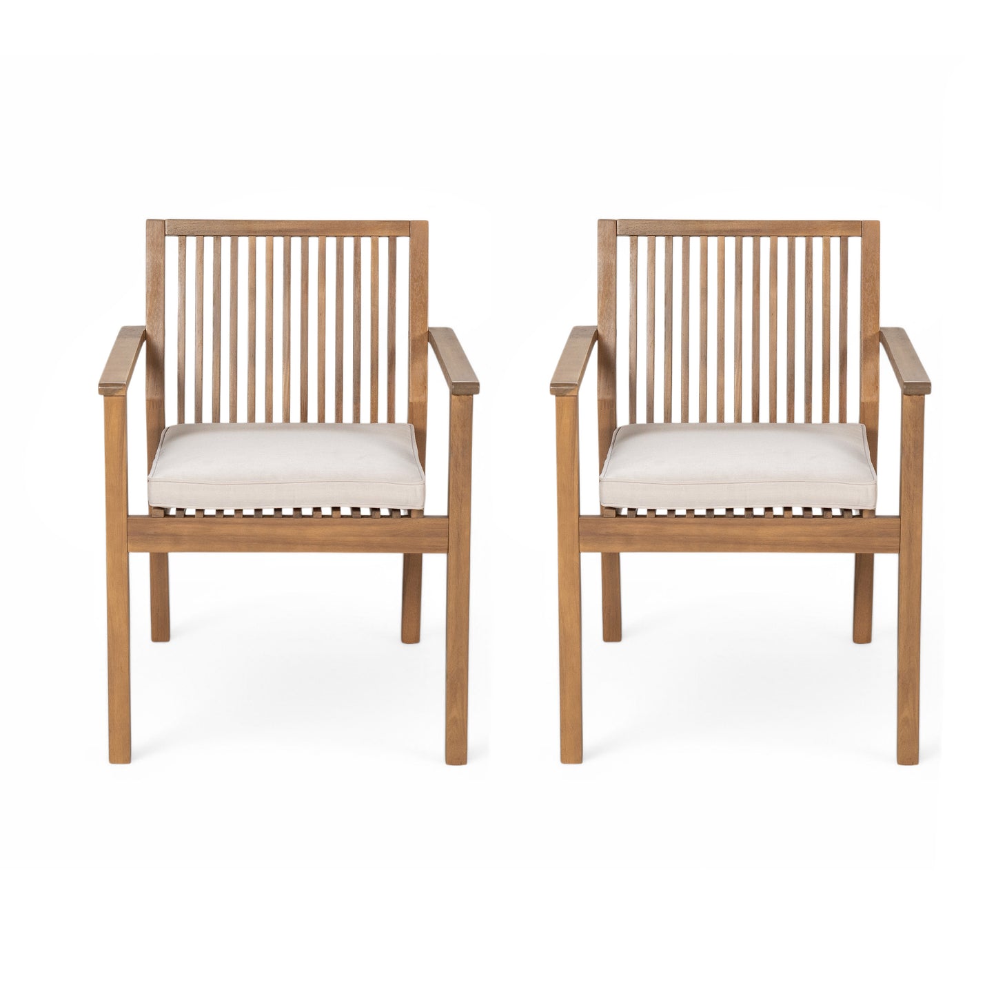 Patio Dining Chair Set of 2 - Sturdy Acacia Wood, Comfortable Waterproof Seating, 400 lbs Capacity, Brown Color Frame image 5