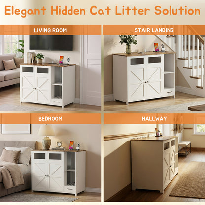 Hidden Cat Litter Box Enclosure Furniture – Large Dog-Proof Litter Box Cabinet with Power Strip, Compatible with Large Self-Cleaning Litter Boxes image 7