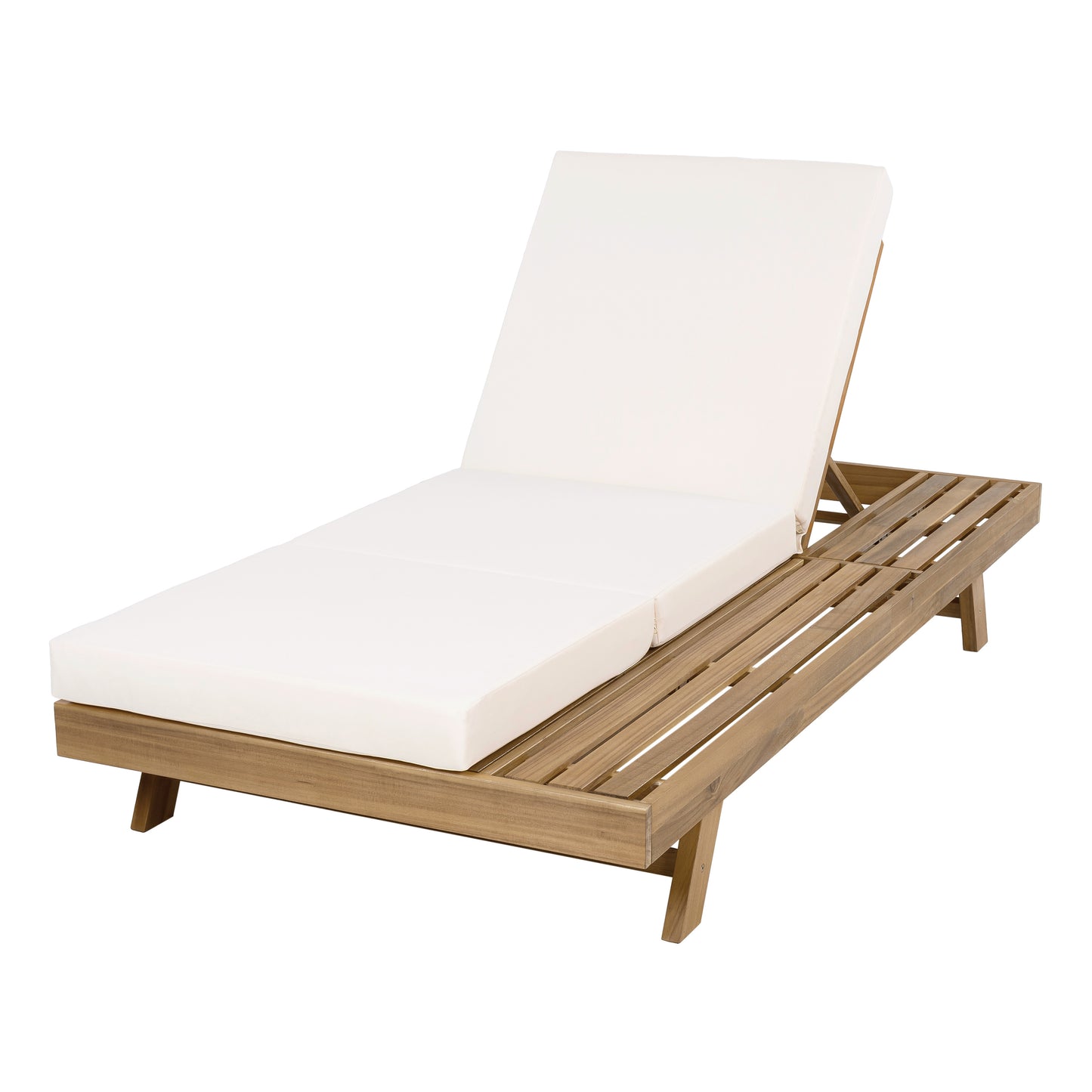 Lounge Chaise Set, Space Available On One Side, Acacia Solid Wood In light brown With Lounge Cushion (Cream & Triple Fold) – Matching Dark Grey Version Available image 9