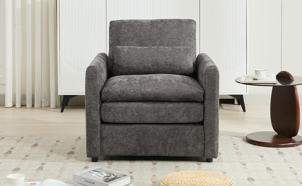 31.9" Cozy Upholstered Armchair Oversized Comfy Cloud Sofa Double Cushion Single Sofa Plush Cushion Armchair for Living Room, Grey image 8