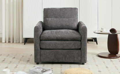 31.9" Cozy Upholstered Armchair Oversized Comfy Cloud Sofa Double Cushion Single Sofa Plush Cushion Armchair for Living Room, Grey image 8