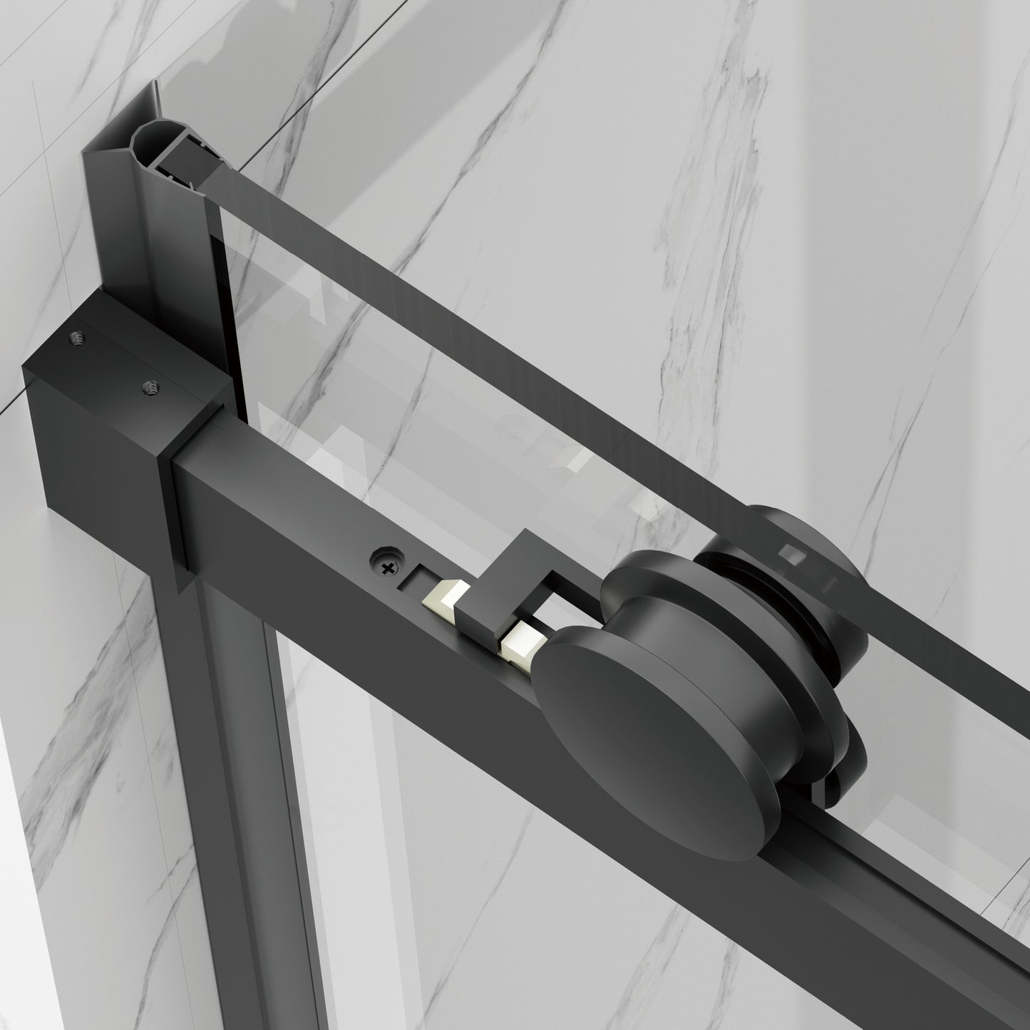 56-60" W × 72" H Frameless Sliding Shower Door,Waterproof Glass Shower Door with Upper Soft Closing System, 5/16" (8mm) Tempered Glass,Double Side Easy Clean Coat,Matte Black image 5