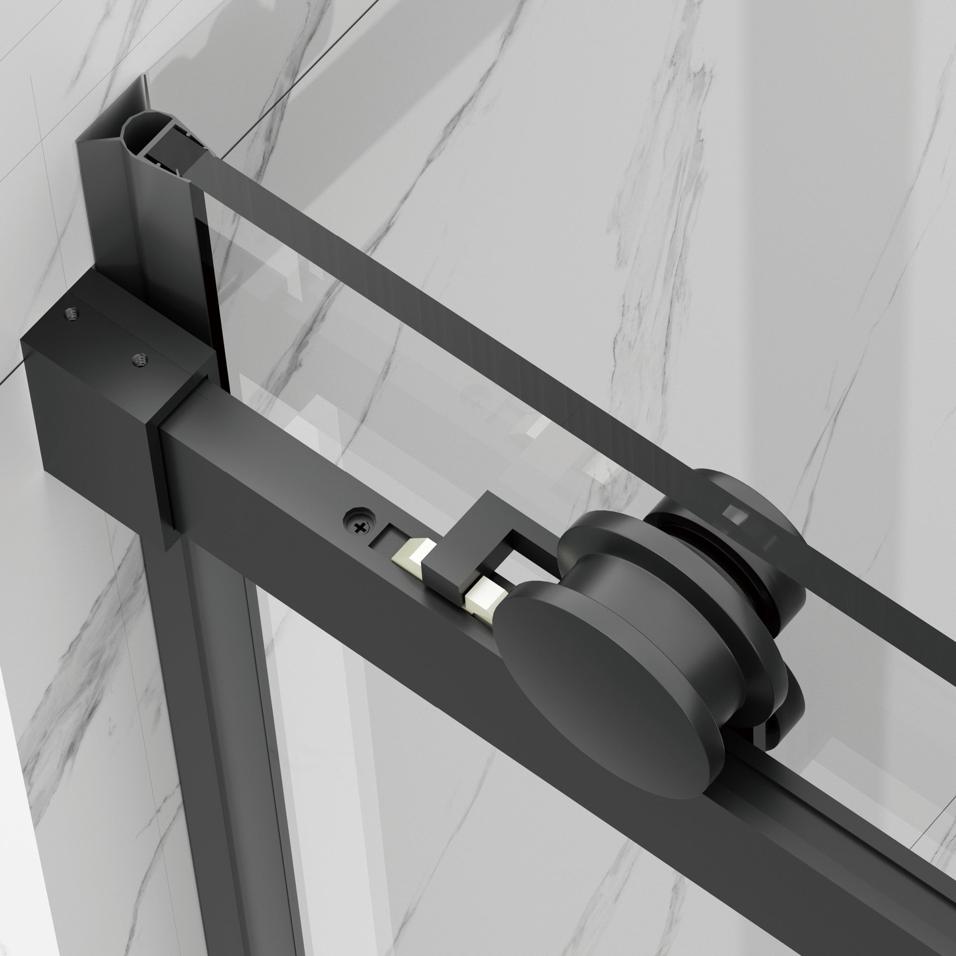 56-60" W × 72" H Frameless Sliding Shower Door,Waterproof Glass Shower Door with Upper Soft Closing System, 5/16" (8mm) Tempered Glass,Double Side Easy Clean Coat,Matte Black image 5